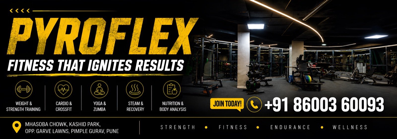 Pyroflex Fitness gym banner design by MarkMax Studioz